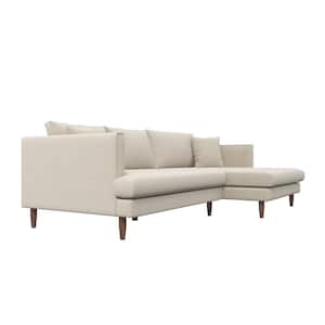 Desire 107 in. W Square Arm 2-piece L-Shaped Velvet Living Room Right Facing Corner Sectional Sofa in Ivory (Seats 4)