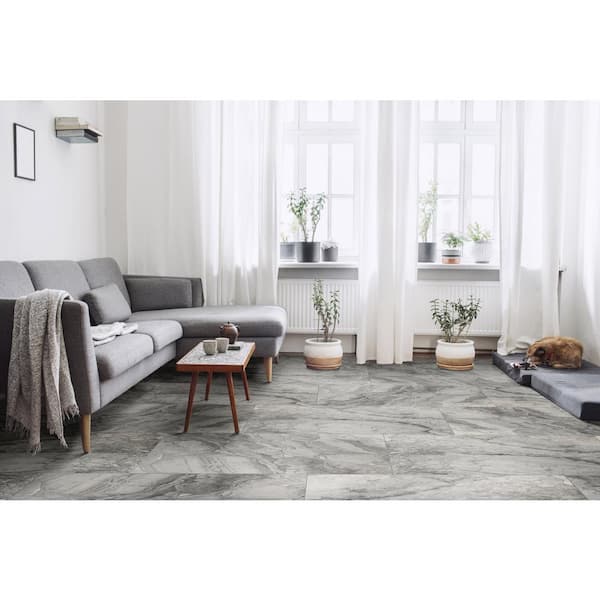 Leonardo Onda Gray 24 in. x 48 in. Polished Porcelain Stone Look Floor and Wall Tile (512 sq. ft./Pallet)