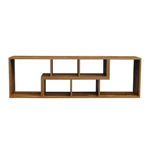 41.34 in. Brwon Double L-Shaped TV Stand Fits TV's Up To 55 in. With Display Shelf