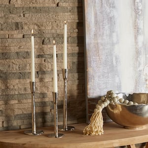 Silver Aluminum Tapered Candle Holder (Set of 3)