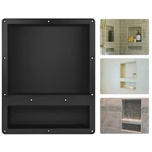 16 in. W x 20 in. H x 4 in. D Shower Niche Ready for Tile Double Shelf for Shampoo, Toiletry Storage in Black
