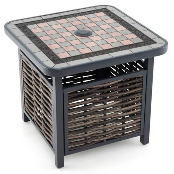 Kadehome 110 lb. Rattan Patio Umbrella Base in Light Gray w/ Resin Tabletop, Checkerboard Pattern Umbrella Stand for 1.5 in. Hole KA-NP11926 Kadehome 110 lb. Rattan Patio Umbrella Base in Light Gray w/ Resin Tabletop, Checkerboard Pattern Umbrella Stand for 1.5 in. Hole KA-NP11926