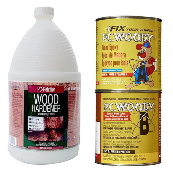 PC Products PC-Woody Wood Repair Epoxy Paste, Two-Part 96 oz. and 1 Gal.  PC-Petrifier Wood Hardener 12868 - The Home Depot