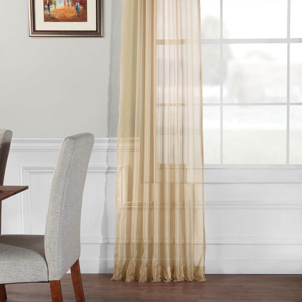 Soft Tan Sheer Polyester Rod Pocket Curtain Panels - 50" W x 108" L (2-Pack)