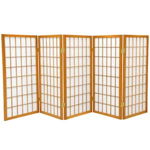 3 ft. Short Window Pane Shoji Screen - Honey - 5 Panels