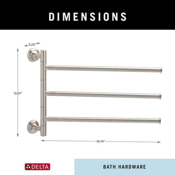 Delta Extensions Pivoting Extendable 3-Arm Wall Mount Towel Bar Bath  Hardware Accessory in Brushed Nickel EXT28-BN-R - The Home Depot