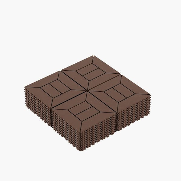 cadeninc 12 in. x 12 in. x 0.75 in. x 44 sq. ft. Red Brown Interlocking Decking Tiles Floor Tile, for Porch Poolside (44-Pack)