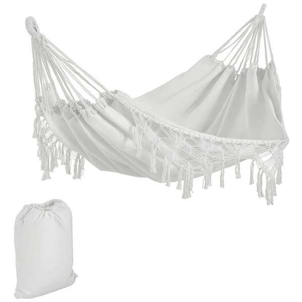 113.5 in. L Portable Hammock Bed in White with Brazilian Style Hammock for Single Person with Carrying Bag