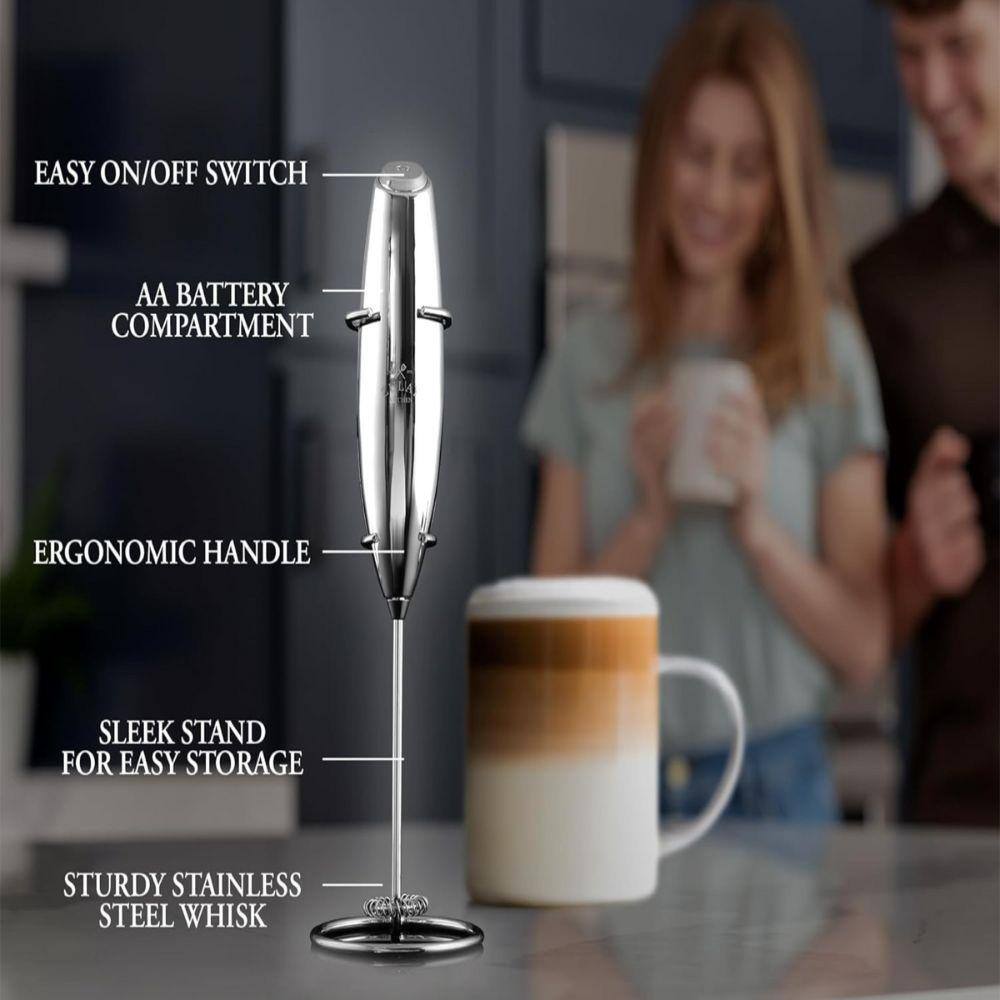 Executive Series Silver Stainless Steel Handheld Milk Frother