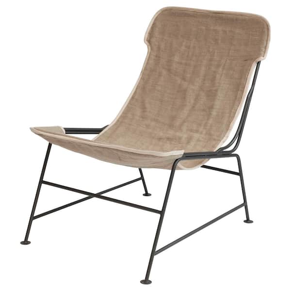 Storied Home Linen and Metal Sling Accent Side Chair Set of 2