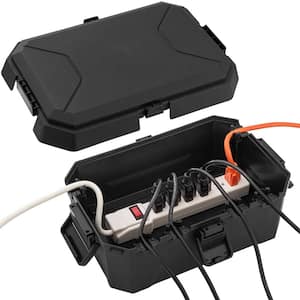 Power Box - IP55 Waterproof Box - Black Durable Weatherproof Protection Cover for Outdoor Electrical Connections