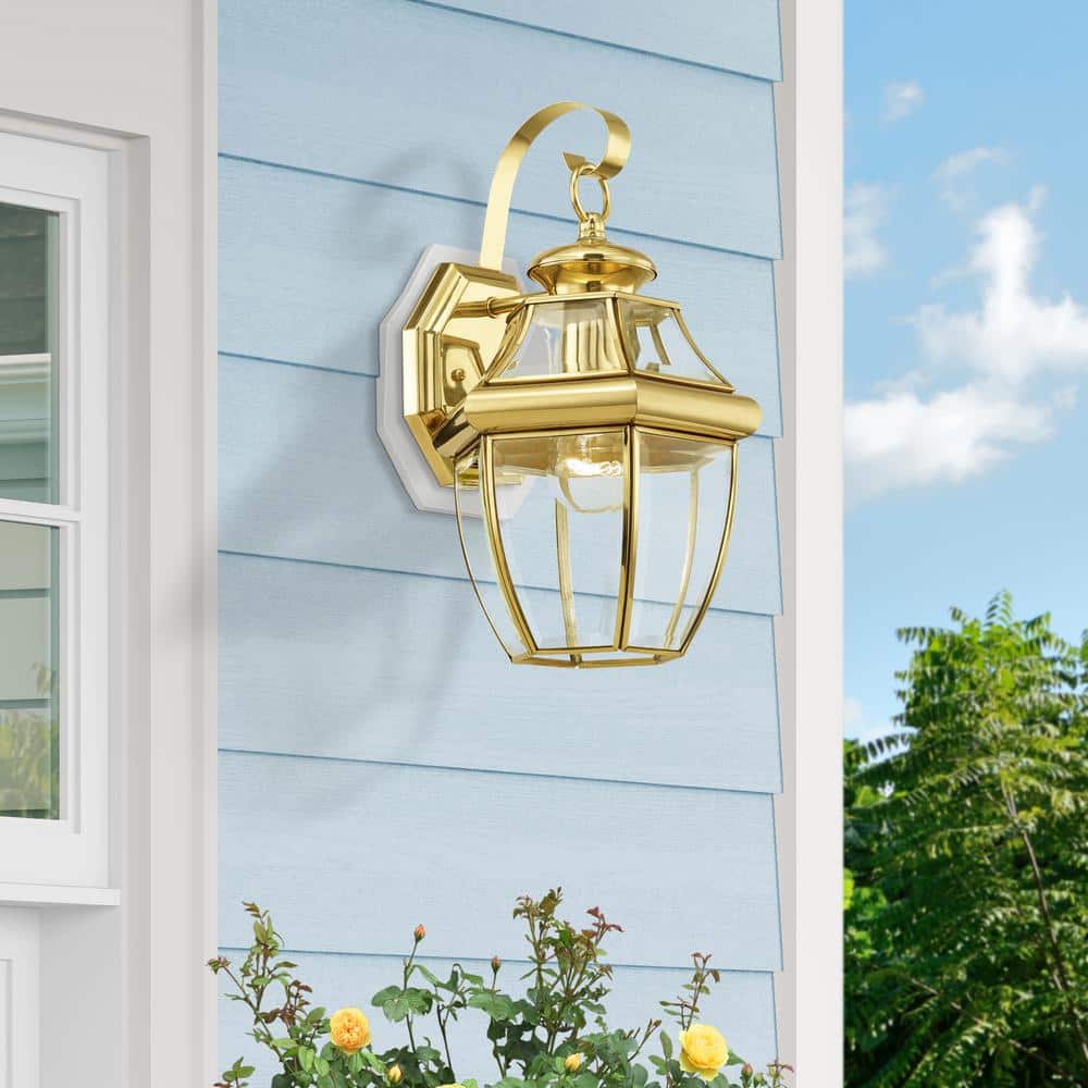 Polished Brass Traditional Outdoor Wall Lantern Sconce