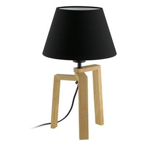 Chietino 17.32 in. Wood Base Table Lamp with Black Fabric Shade