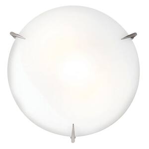 Zenon 3-Light Brushed Steel Flush Mount with Opal Glass Shade
