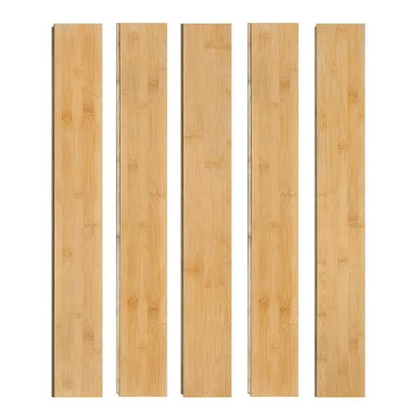 40.15" L x 5.11" W x 0.6 " T Light Honey Prefinished Solid Bamboo Plank Flooring, Tongue and Groove (20 sq. ft. /case)