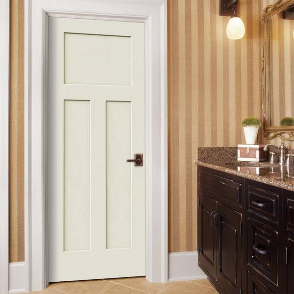24 in. x 80 in. Craftsman Vanilla Painted Smooth Solid Core Molded Composite MDF Interior Door Slab