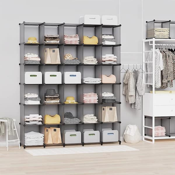 Costway Diy 24 Cube Portable Clothes Wardrobe Cabinet Closet Storage  Organizer W/doors : Target