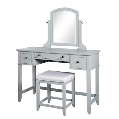 Wood Gray Makeup Vanities Bedroom Furniture The Home Depot