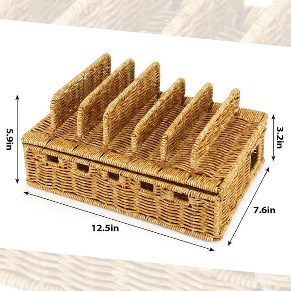 Ahfiwaso Rattan Series 12.5x7.6x5.9 Inch Cable Management Box