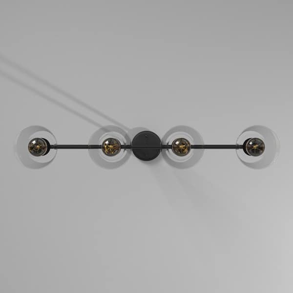 Designers Fountain - Westin 4-Light Matte Black Industrial Linear Chandelier for Kitchen Islands with No Bulbs Included