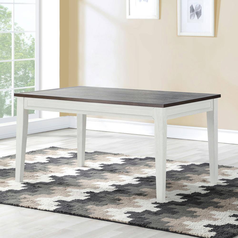 Caylie Two-Tone Ivory and Driftwood Rectangular Dining Table