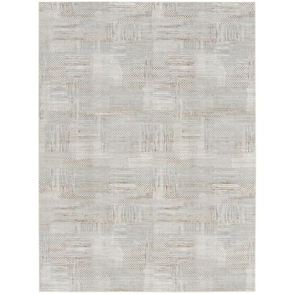 Glam Silver Grey 9 ft. x 12 ft. Contemporary Area Rug
