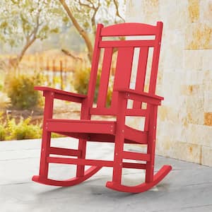 Orlando Red Poly Plastic All Weather Resistant Outdoor Indoor Proch Rocker Patio Outdoor Rocking Chair