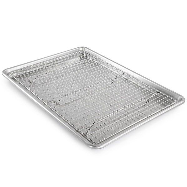 Oster Baker's Glee 17 in. x 13 in. Stainless Steel Cookie Sheet and 16 in.  Cooling Rack Bakeware Set in Silver 985118777M - The Home Depot
