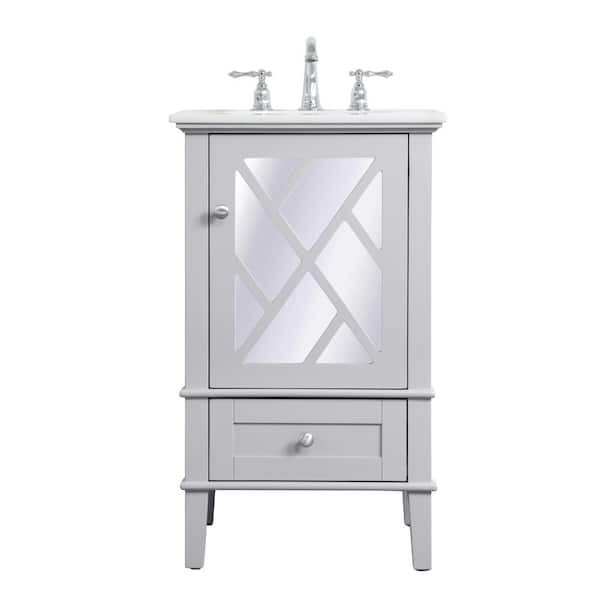 Unbranded Timeless Home 21 in. W x 20.5 in. D x 35 in. H Single Bathroom Vanity in Grey with Marble