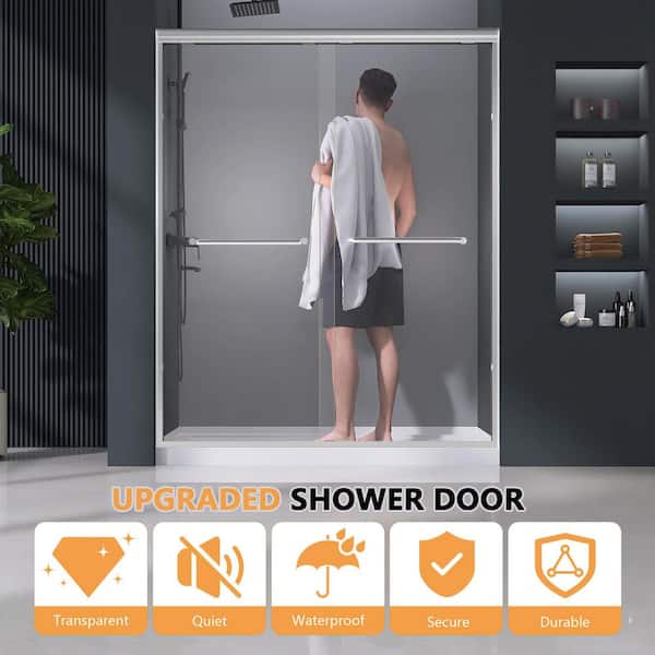 Zeafive 56 to 60 in. W x 72 in. H Double Sliding Shower Door in