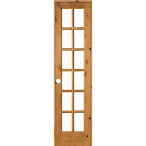 24 in. x 96 in. Rustic Knotty Alder 12-Lite Right-Hand Clear Glass Clear Stain Solid Wood Single Prehung Interior Door
