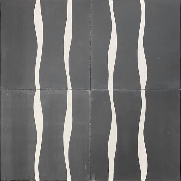 Unbranded KCT 12 Black, White 8 in. x 8 in. Regular Handmade Floor/Wall Cement Tile (7.11 sq. ft./Box)
