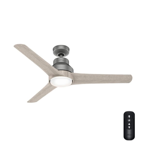 Hunter Lakemont 52 in. Integrated LED Indoor/Outdoor Matte Silver Ceiling Fan with Light Kit and Remote