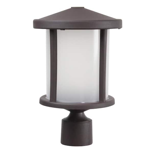 SOLUS Artisan Round 1-Light Bronze Hardwired Outdoor Weather Resistant Plastic Post Light with Frosted Diffuser 4000K LED