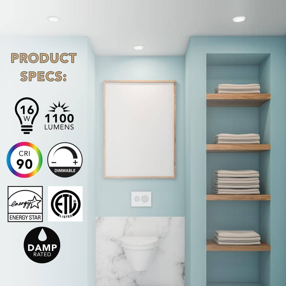 Ultra Slim 6.5" White Aluminum LED Flush Mount Ceiling Light, 3000K