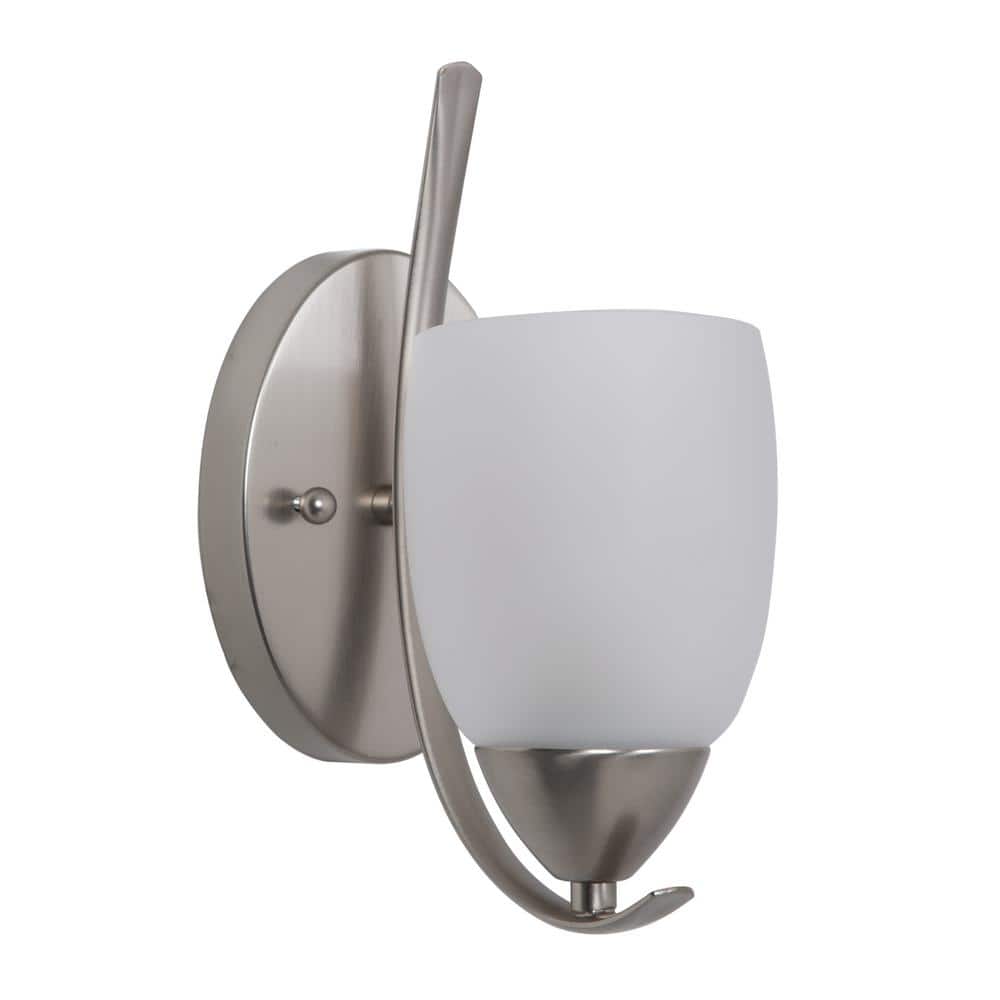 Mirror Lake Brushed Nickel Vanity Wall Sconce with White Glass Shade