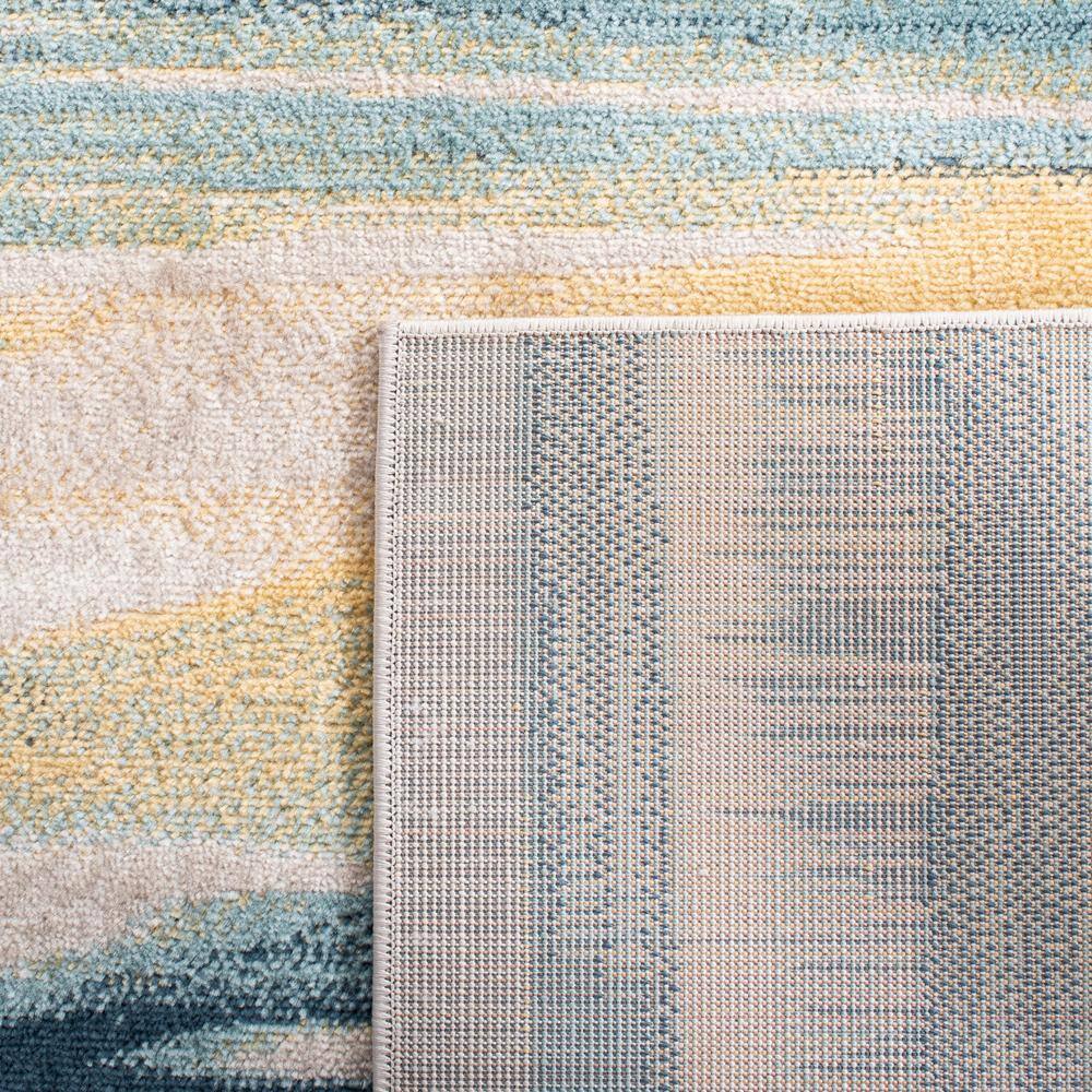 Beige and Navy Abstract Stain-Resistant Synthetic Rug, 4'-5" x 6'-5"