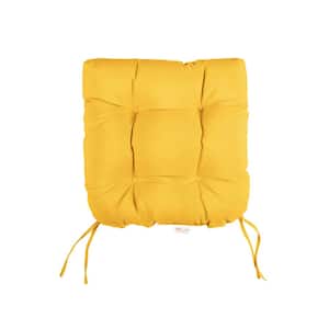 Sunbrella Canvas Sunflower Tufted Chair Cushion Round U-Shaped Back 19 x 19 x 3
