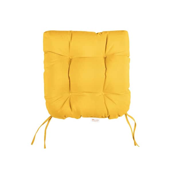SORRA HOME Sunbrella Canvas Sunflower Tufted Chair Cushion Round U-Shaped Back 19 x 19 x 3