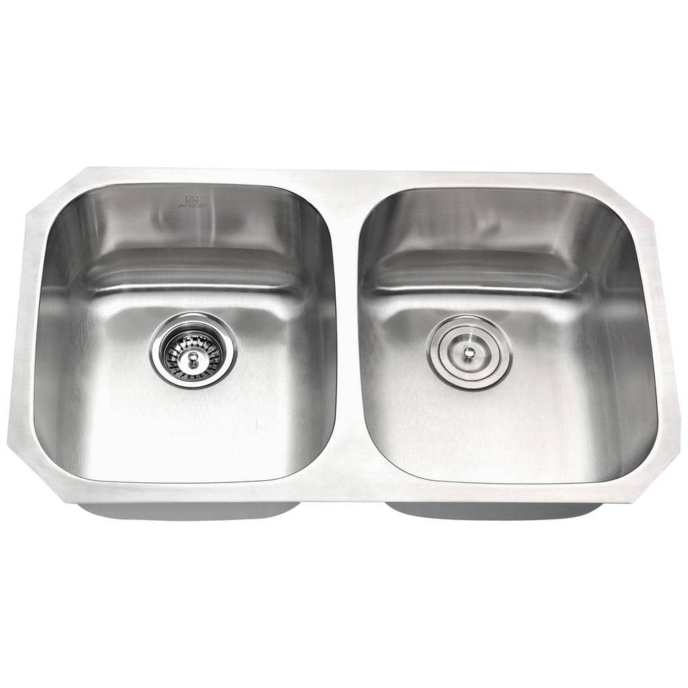 Moore 32'' Double Bowl Stainless Steel Undermount Kitchen Sink