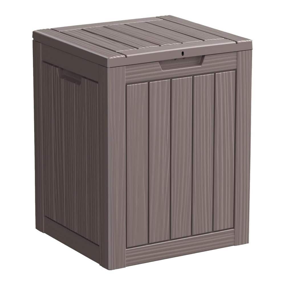 28 Gal. Light Brown Resin Waterproof Deck Box with Lockable Lid