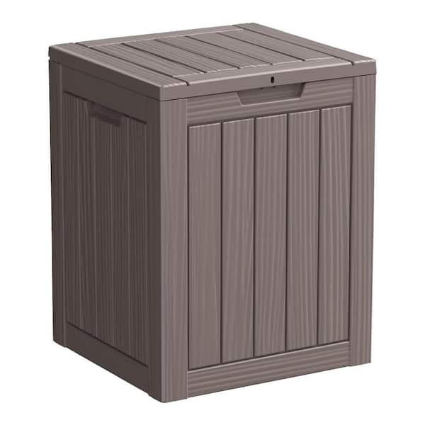 Unbranded 28 Gal. Light Brown Resin Waterproof Deck Box with Lockable Lid