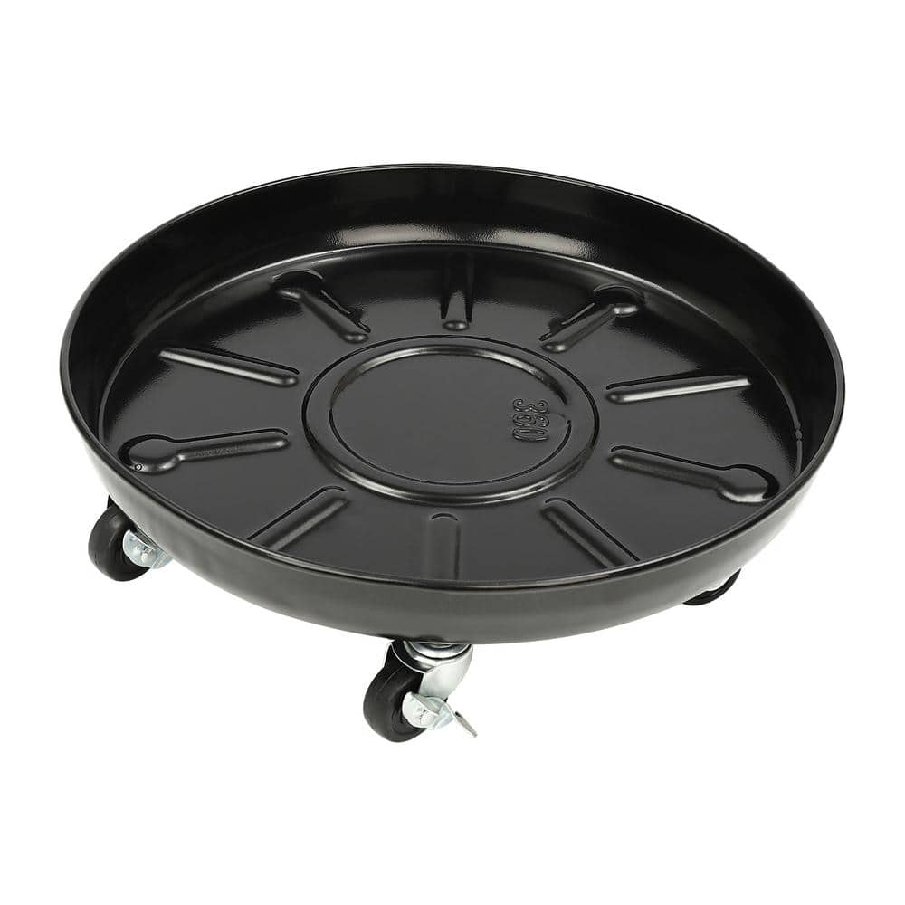 YIYIBYUS 2Pieces 14 in. W Black Iron Round Flower Pot Tray Planter Tray for Indoor Outdoor