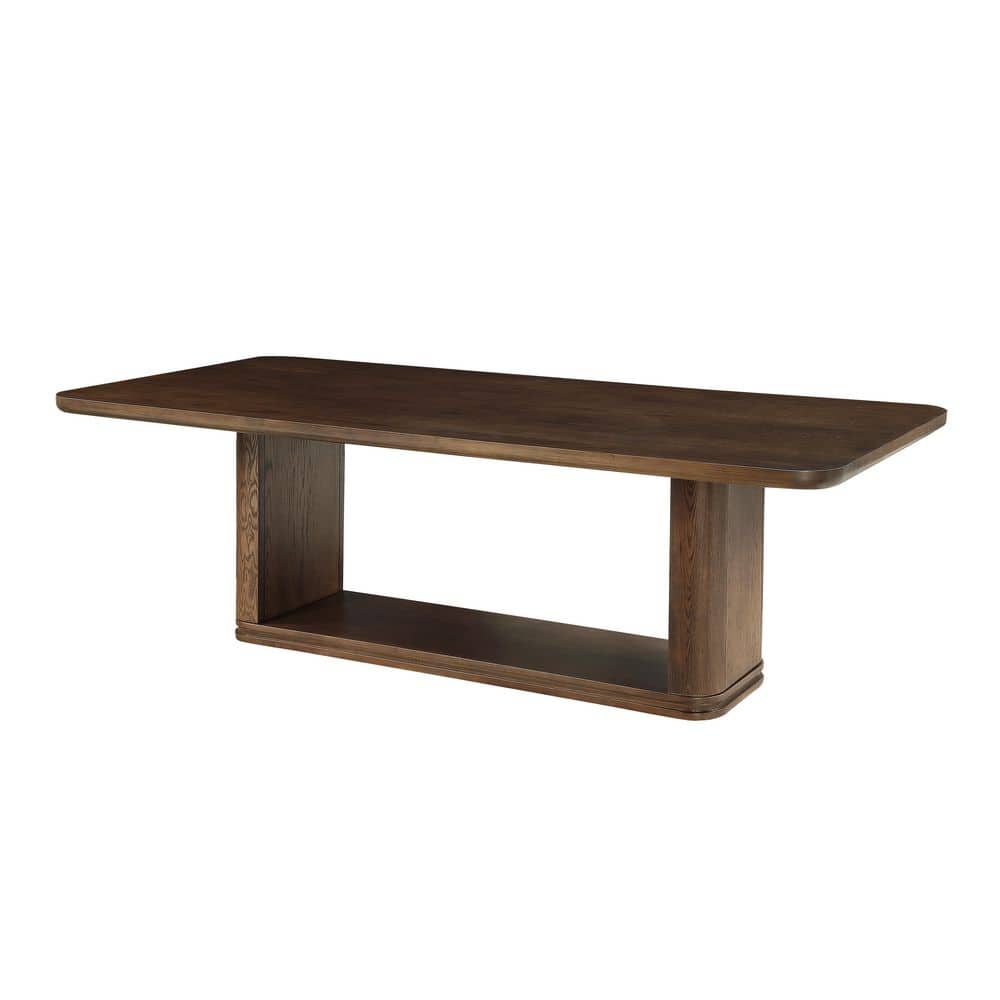 Acme Furniture Conic Brown Oak Wood 95 in. Pedestal Base Dining