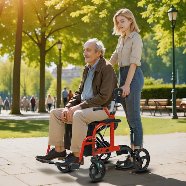 VEVOR 2 in 1 Rollator Walker and Wheelchair 300 Lbs. Loading