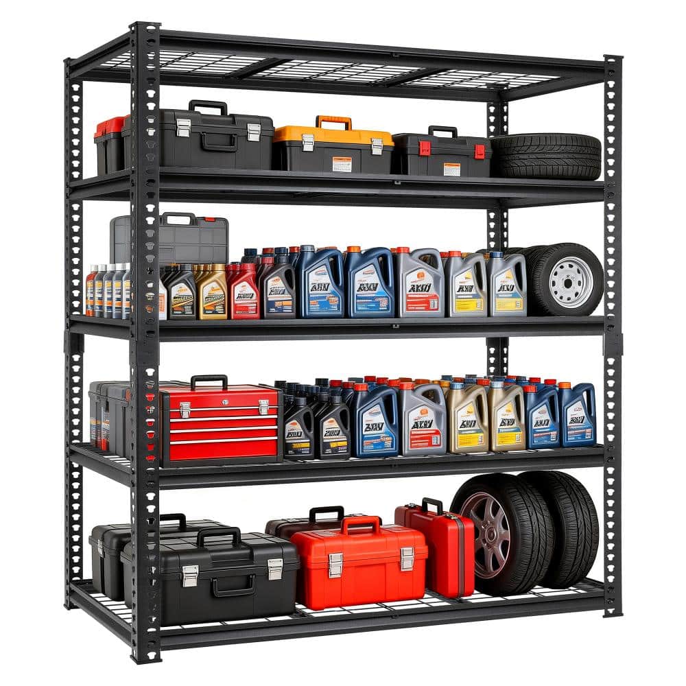 5-Shelf Steel Heavy-Duty Adjustable Garage Storage Shelving Unit in Black (60 in. W x 84 in. H x 24 in. D) price history on PriceWatchPro