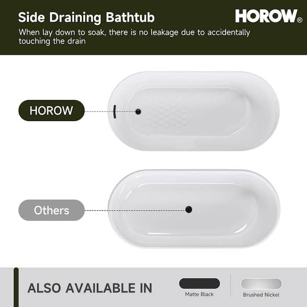 59 in. x 27.5 in. Soaking Bathtub with Side Drain in White/Matte Black
