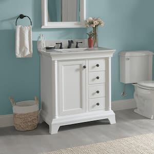 Strousse 31 in. W x 22 in. D Vanity Cabinet in White with Engineered Stone Vanity Top in Ice Diamond with White Sink