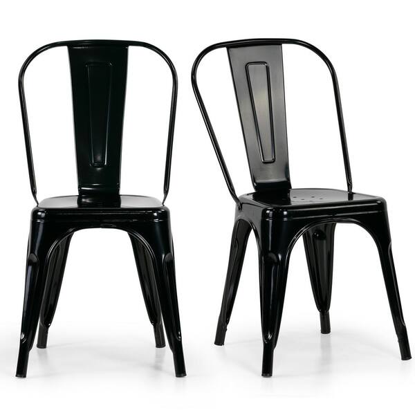 Glamour Home Bash Black Metal High Back Dining Chair Set of 2 Included