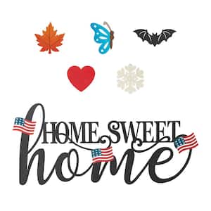11.5 in. H Metal Home Sweet Home Wall Decor w/6 Changeable decors (Spring/Valentine/Patriotic/Fall/Halloween/Christmas)